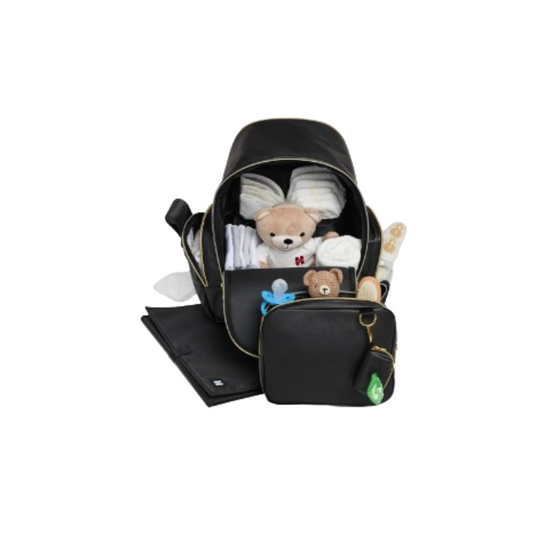 Mochila para Pañales, Cuero Negro