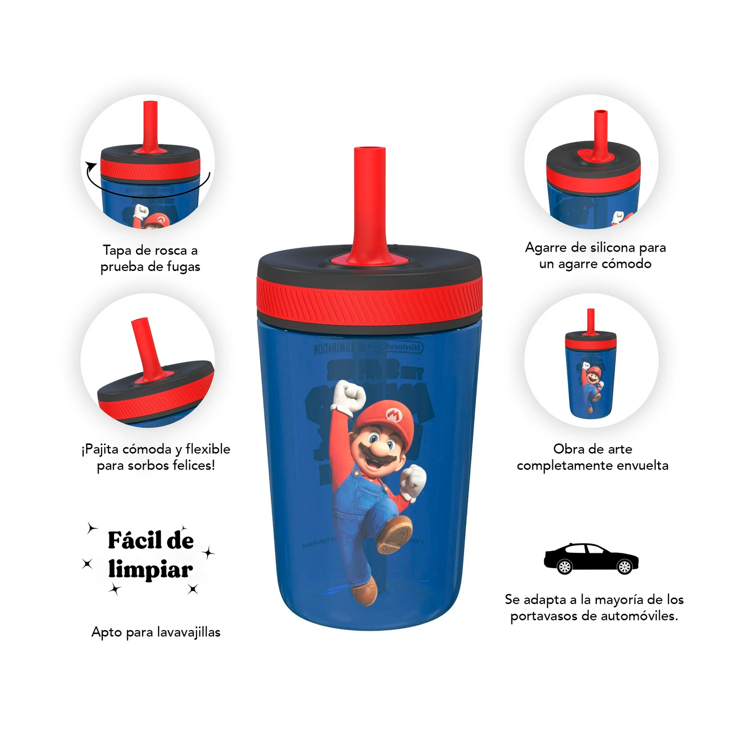 Vaso Mario Bross con cañita