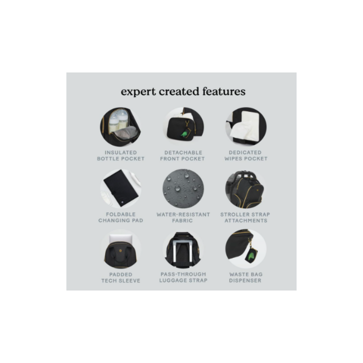 Mochila para Pañales, Cuero Negro