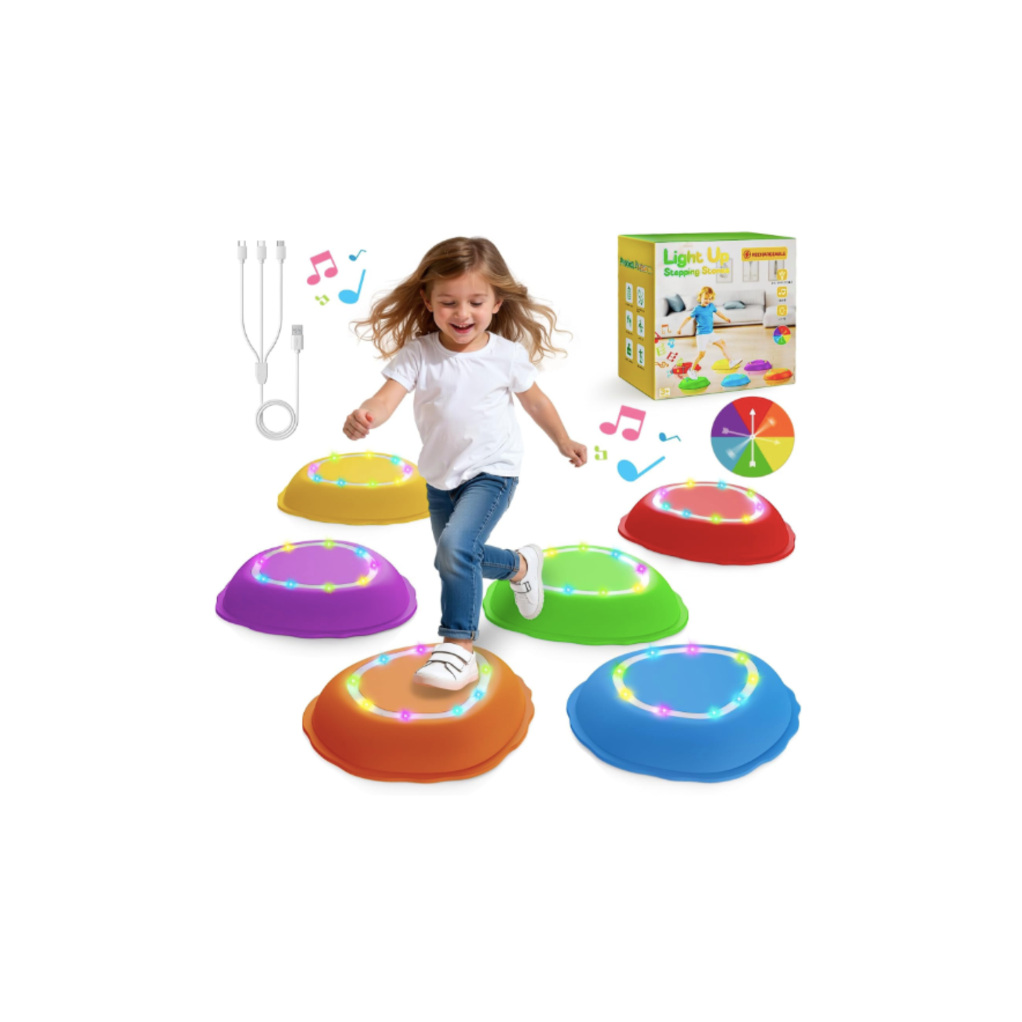 Juego Piedras de paso recargables